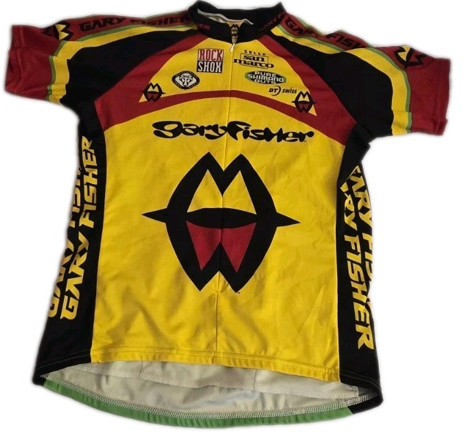 Vtg Gary Fisher Team Cycling Jersey Made In USA Rock Shox Size Large