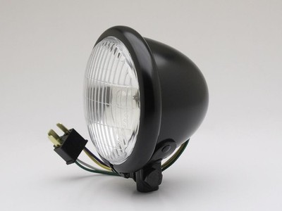 Headlight, 4.5 , 4-1/2'' Bottom Mount Black, Custom Cafe Tracker Bobber Chopper