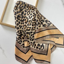 1pcs 70cm Leopard Print Silk Scarf for Women Luxury Scarf Headwear Bag Decor New
