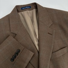 Ralph Lauren LRL Blazer Men's 42L MINT Windowpane Brown Silk Wool Sport Coat