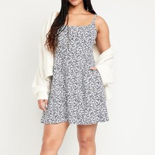 Old Navy Fit And Flare Dress 4x Mini NWT Ditsy Smocked Boho Cute Spaghetti Strap