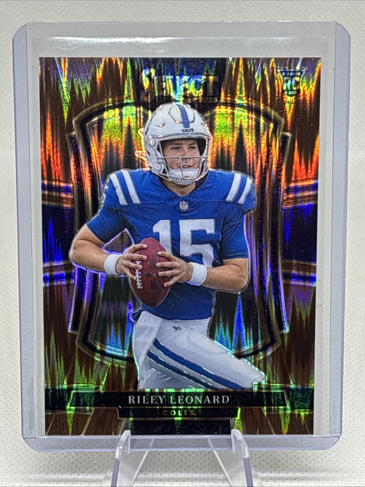 2025 Select Premier Lvl Riley Leonard #133 Copper Shock Prizm /899 Colts RC NM+