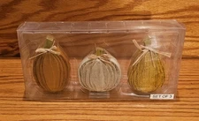 Hobby Lobby Decorative Pumpkins Set Of 3 NEW in Pkg Resin 4x2.5 & 3x3 1.5" Deep
