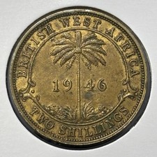 British West Africa 2 shillings 1946 KN George VI KM#24 Nickel Brass aXF B2689