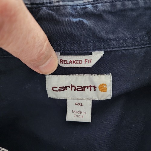 Camicia uomo Carhartt Relaxed Fit blu a quadri manica corta con bottoni davanti taglia 4XL - Foto 4 di 6