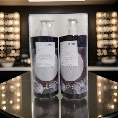 Korres 1 Liter 33.81 Ounce Renewing Body Cleanser Yoghurt 2x Jumbo Bottles New!!