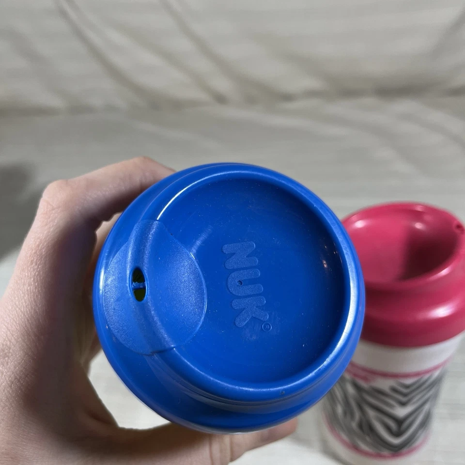 VTG NUK Sippy Cups Leak & Spill Proof Cup Like Rim Transition Cup Zebra Print J1 - Image 2 of 4