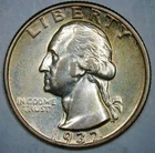 KEY DATE__1932-D__Washington Quarter__Old Cleaning__Raw Silver Coin