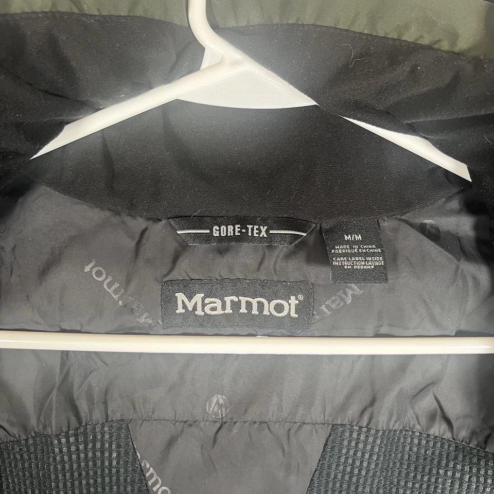 Marmot GORE TEX Hooded Jacket Medium Two Tone Green Outer Shell - Image 3 of 4