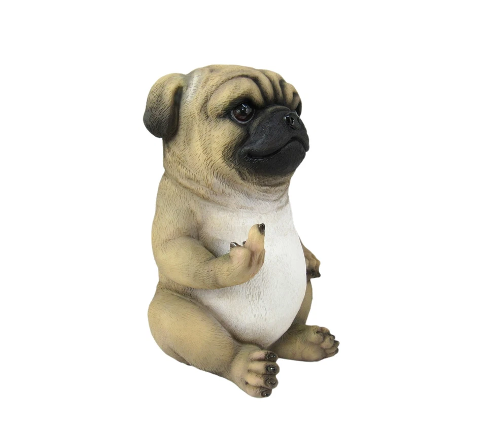 Estatua de mesa Pug Life Rude Finger Flipping Pug Dog 6,75 pulgadas de alto Foto 2 de 4