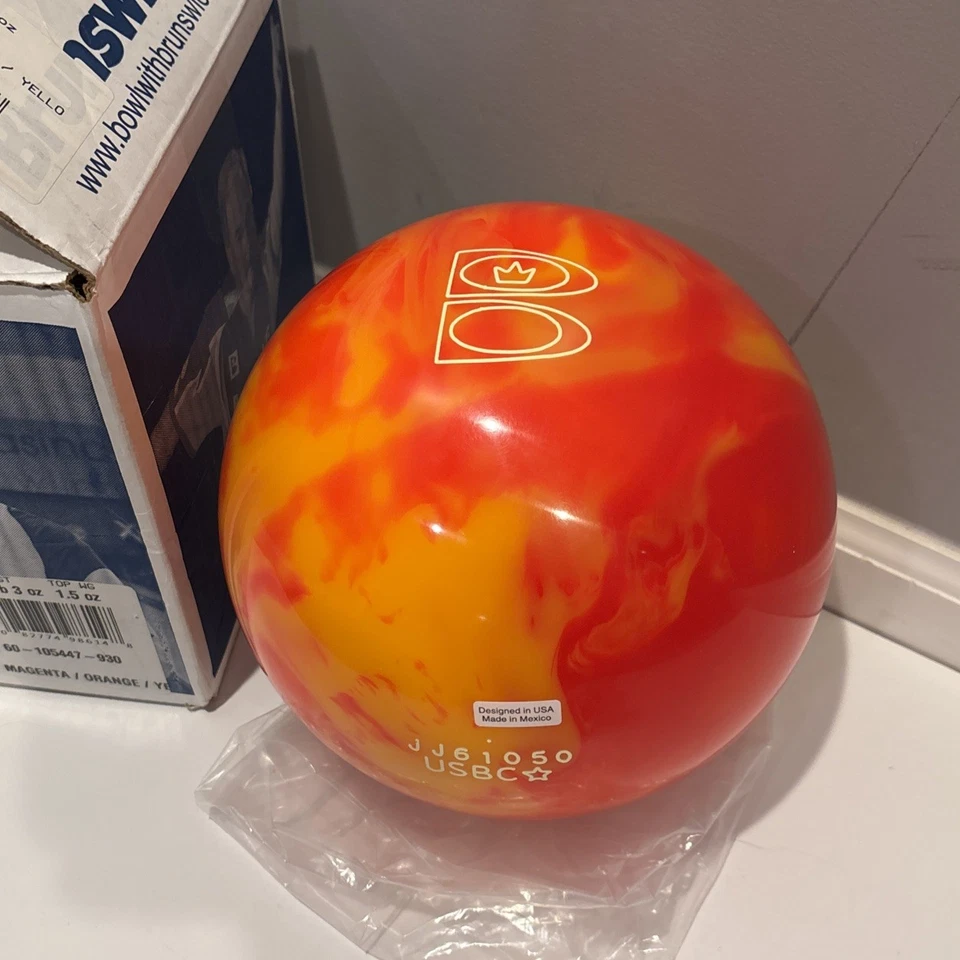 Шар для боулинга BRUNSWICK TZONE Hot Lava пурпурный оранжевый желтый 10 фунтов - новый без отверстий! - Изображение 2 из 4