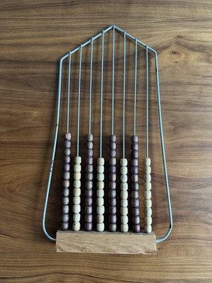 Vintage Wooden Abacus Tall Two Toned Wood Very Rare