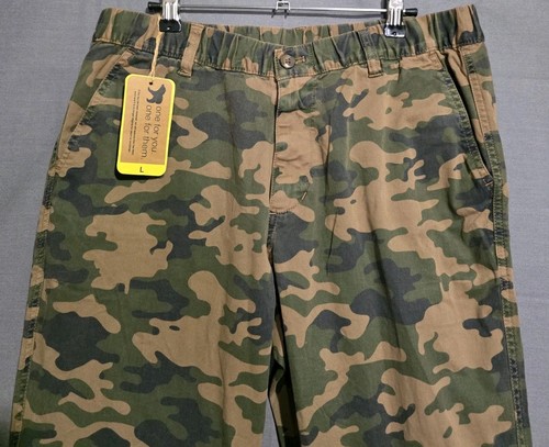 Bear Bottom Pants Men L 30x28 Stretch Joggers Woodland Camo Elastic Waist Canvas