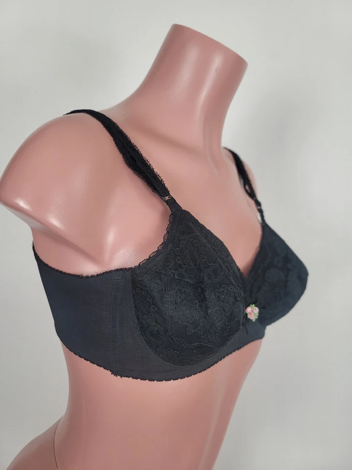 Винтажный Gossard Flair бюстгальтер черный кружевной размер 36A сексуальный вырезка белье с подкладкой пуля - Изображение 4 из 4