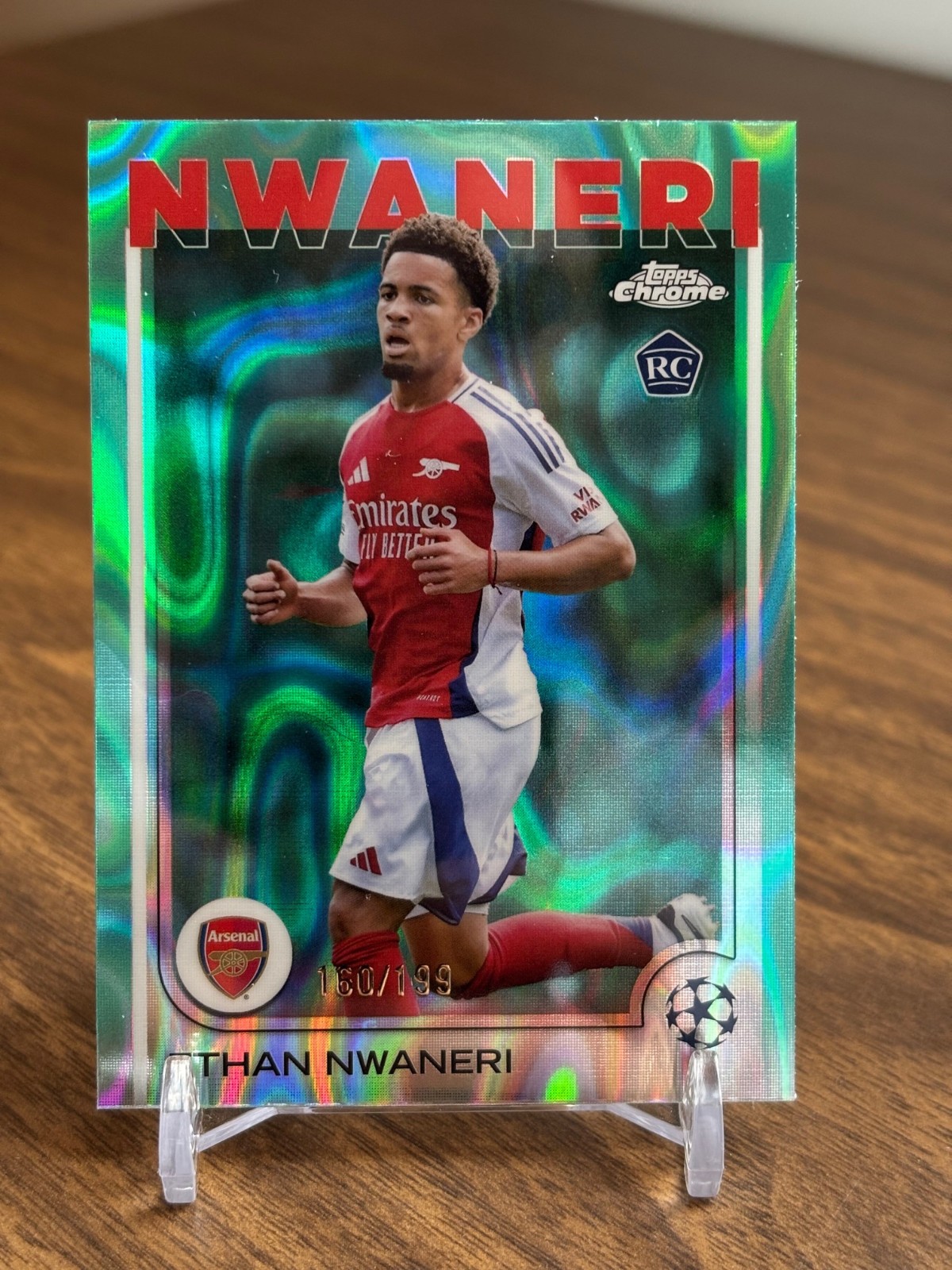 Ethan Nwaneri 2024-25 Topps Chrome UCC #158 Aqua Lava Refractor /199 Rookie RC