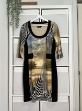 Ariana Jersey Sheath Dress Size Zebra Animal Print Lyman Ribkoff Illusion