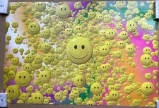 Miles Of Smiles Floating Smiley Faces 😊 Vintage Import Poster