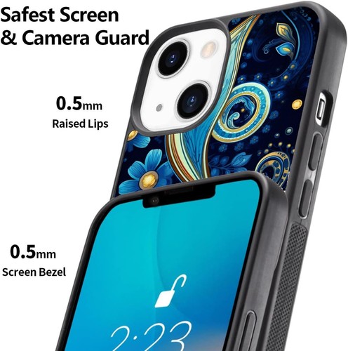 For Samsung A15 A16 S23 S24 S25 Ultra FE blue aqua paisley pattern Plastic Cover - 第 19/25 張圖片