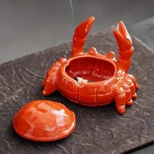 Crab Ceramic Ashtray, Ornament Home Decor, Key Change Trinket Jar, Cigars, RED