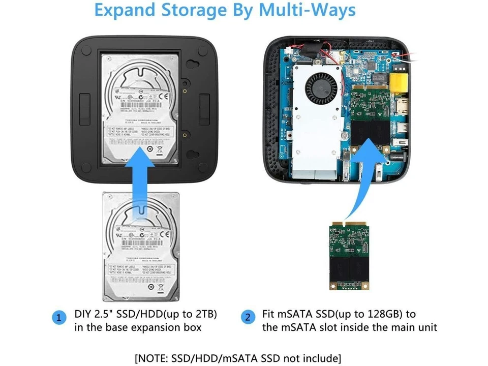 AK1 Mini PC Windows 10 Pro - Micro Desktop PC, 4GB DDR3/64GB eMMC - Image 2 of 4