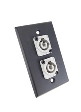ProCraft Black Wall Plate 2 Power Out Gray AC Jacks, Mates w/ Neutrik Powercon