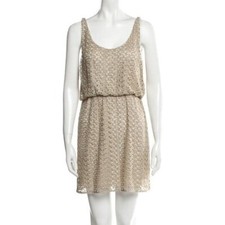 Alice+Olivia Womens Gold Lace Lined Stretch Tank Dress SIZE SMALL