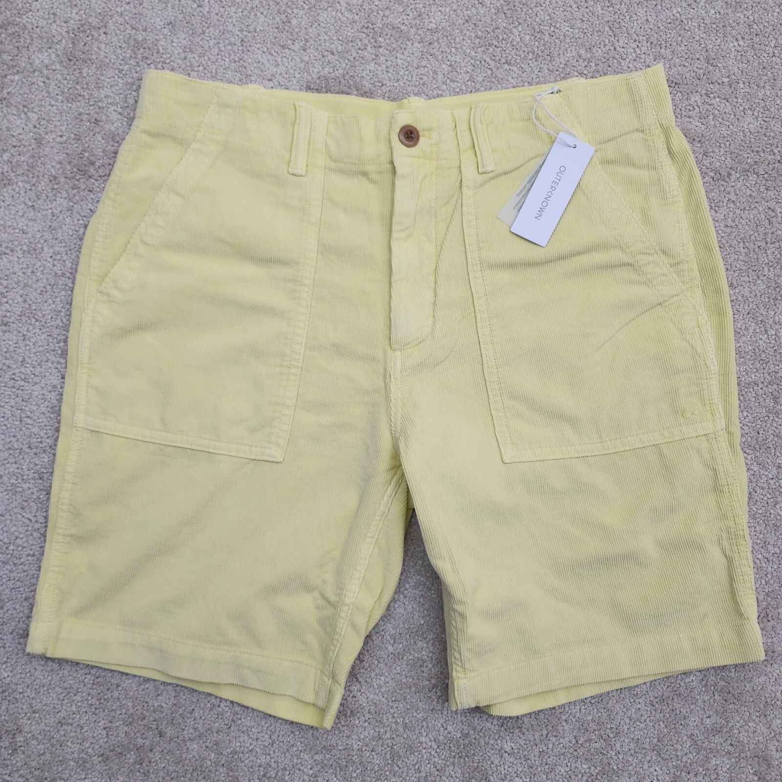 Outerknown Men Size 32 Seventy Seven 8" Corduroy Shorts Organic Cotton Yellow