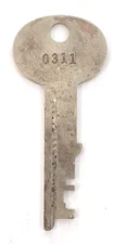 Vintage Key Flat Kumahira Safe Deposit Box SECURITY 0311 LAKM48 Appx 2-1/16”