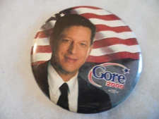 Presidential Pin Back Campaign 3" Button President Al Gore 2000 Political Badge
