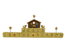 Jesus is the Reason block with small nativity on top - New Blossom Bucket 82643