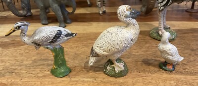 Vintage German Elastolin Lineol Zoo Hütte 4 Zäune 8 Tiere & Vögel 6 Bäume Wagen