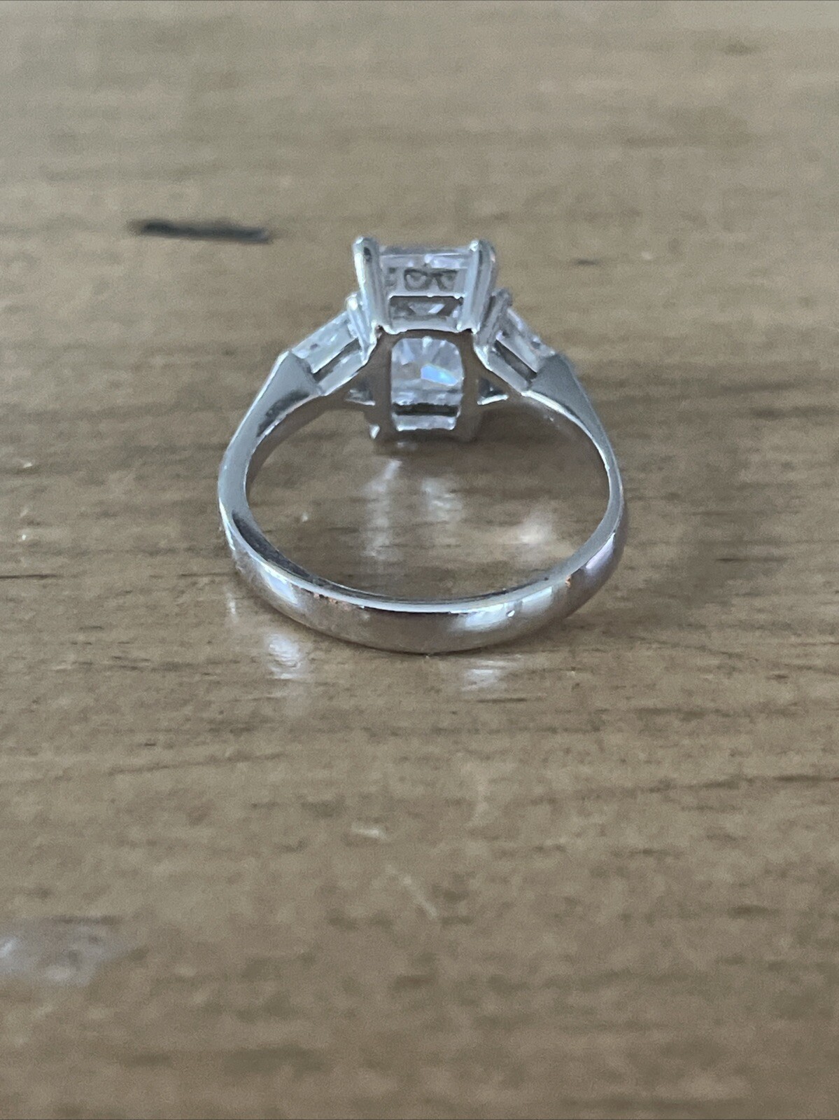 Sterling Silver Rectangular Clear Sparkly Ring Sz… - image 3