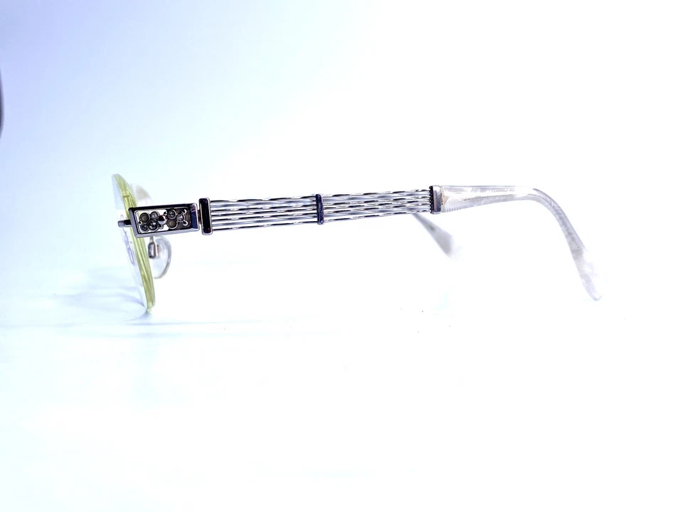 Encantadoras gafas sin montura marco ovalado Japón blanco plata XL2067 WP 51 17 135 Foto 3 de 4