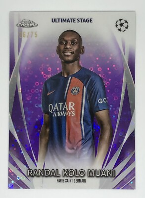 RANDAL KOLO MUANI 2023-24 TOPPS UCL CLUB ULTIMATE STAGE PUTPLE REFRACTOR /75