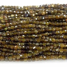 Natural Stone Real Genuine Yellow Garnet Tsavorite Cube Faceted Small Beads