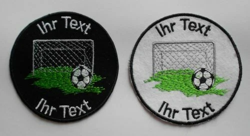 LADREAS Fussball Fußball Aufnäher mit Wunschtext Patch 8cm (101-1)