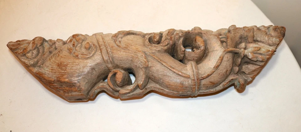 GRAN escultura de salvamento arquitectónico de madera asiática tallada a mano antigua de 1800 Foto 3 de 4