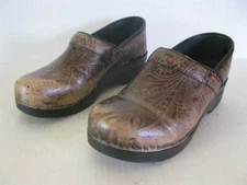 Dansko Professional Tooled Brown Leather Clogs Women's 41 US 10.5 - 11