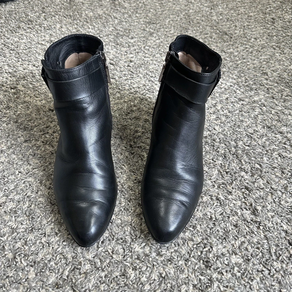 Beautifeel Botines Gamuza Cuero Negro Tacón Bajo Bloque Elegante Cremallera 36 EE. UU. 5-5,5 Foto 2 de 4