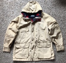 Woolrich Blanket Lined Full-zip / Snap Hooded Tan Chore Coat - Women s Medium