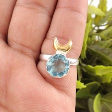 Blue Topaz Gemstone 925 Sterling Silver Ring Handmade Jewelry Ring Gift For