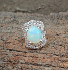 Genuine Ethiopian Fire Opal Ring Ethiopian Opal Ring Set in Sterling Silver Ring