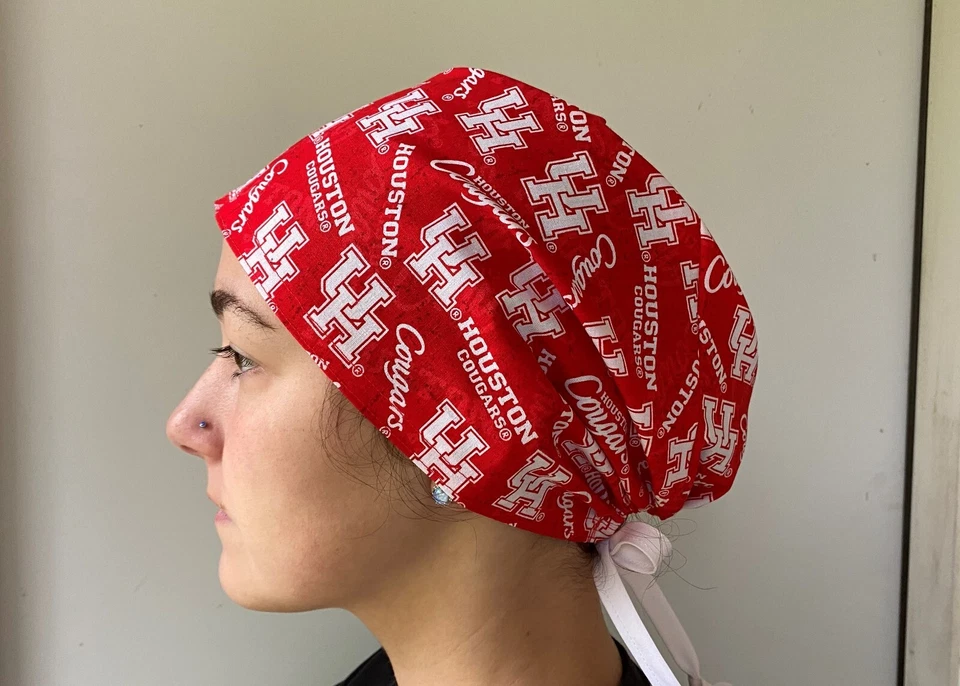 Houston Cougar Surgical Scrub Cap,Univ Houston Scrub, Tie in back Adjustable - Image 2 of 3
