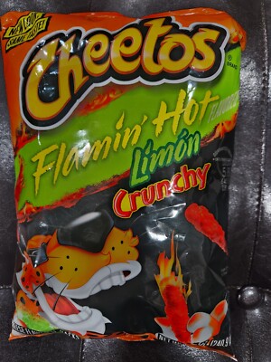 NEW LOOK, SAME TASTE CHEETOS FLAMIN' HOT LIMON CRUNCHY NET WT 8.5 OZ 05/2026 USA