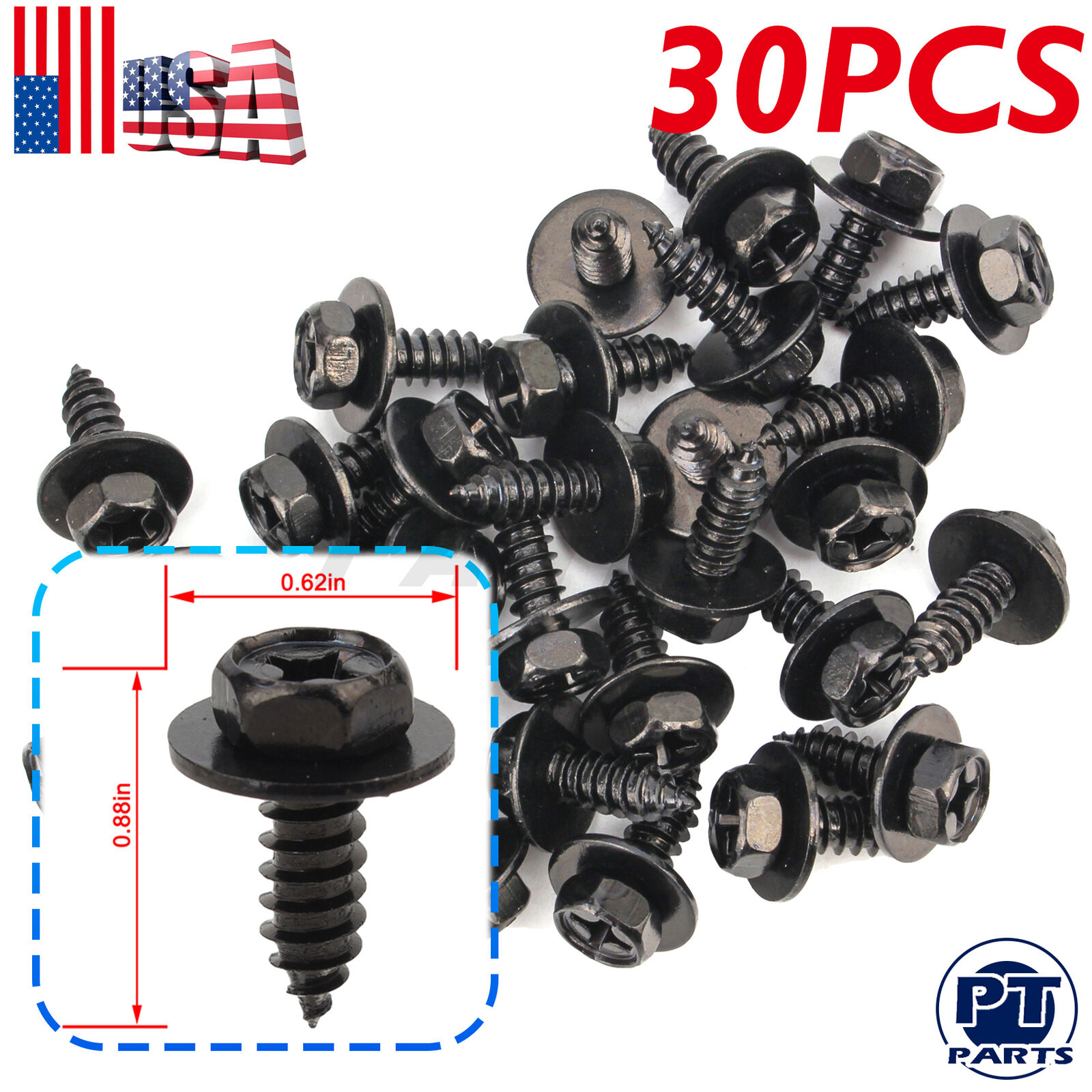 30x 10mm Hex Head Screw with Washer Black Cover Clip 90159-60498 For Toyota