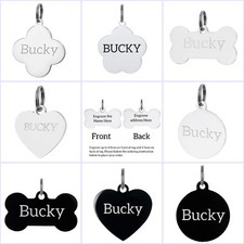 Stainless Steel Personalized Pet/ Cat/ Dog ID Tags Laser-engraved Front and Back