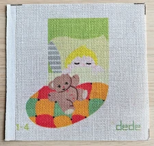 Dede Needlepoint Canvas: Mini Stocking Sleeping Child Teddy Bear 1-4