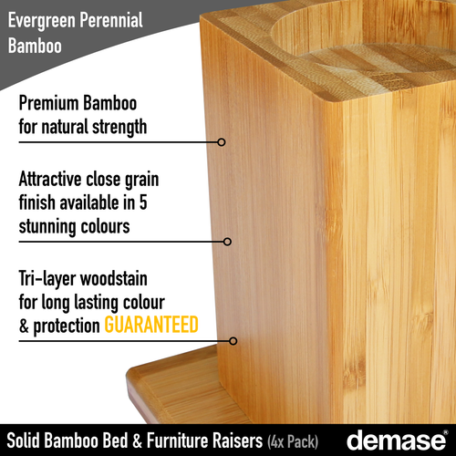 Demase Solid Bamboo Bed & Furniture Raisers Add 6"/15cm of Height 5 Colours eBay