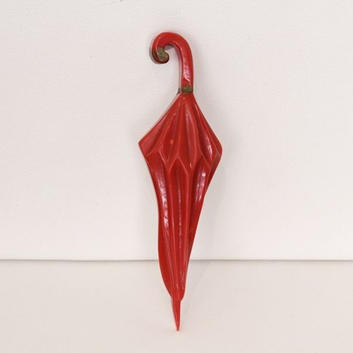 Art Deco Bakelite Red Umbrella Novelty Brooch - Foto 4 di 4