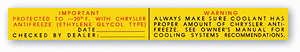 Mopar Dodge Plymouth Chrysler Radiator/Coolant Decal 1969 1970 1971 1972 1973  - Picture 1 of 1
